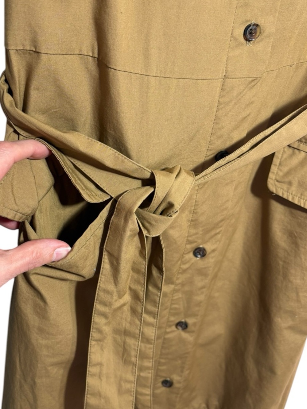 BANANA REPUBLIC | Women’s Whiskey Poplin Midi Shirt Dress size S Tailored Belted - Picture 7 of 14